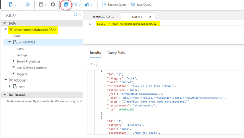 Creating Azure Cosmos DB resources from the Azure portal